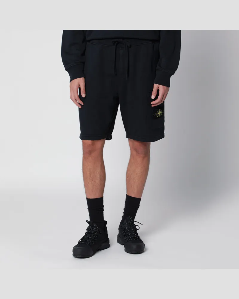 Stone Island Navyblaue Jogger-Shorts aus Baumwollfleece Blue
