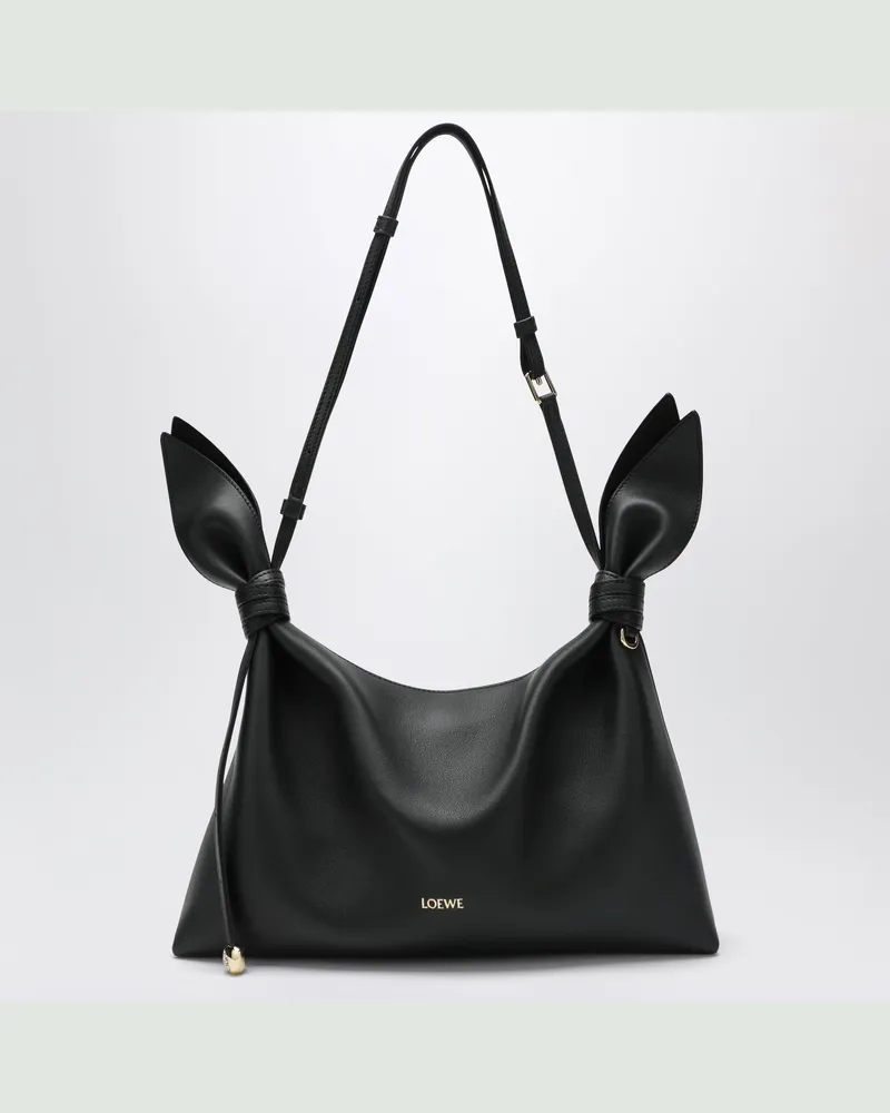 Loewe Scarf Tasche in mittlerer Größe aus schwarzem Leder Black
