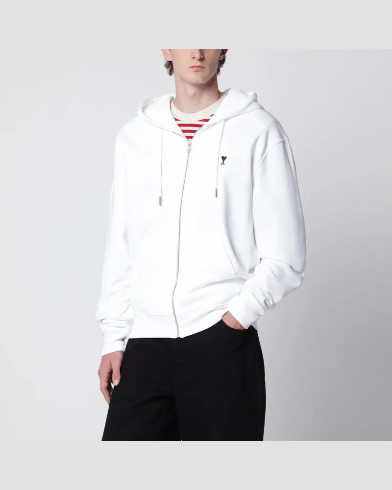 AMI Paris Ami De Coeur Sweatjacke mit Reißverschluss weiß White