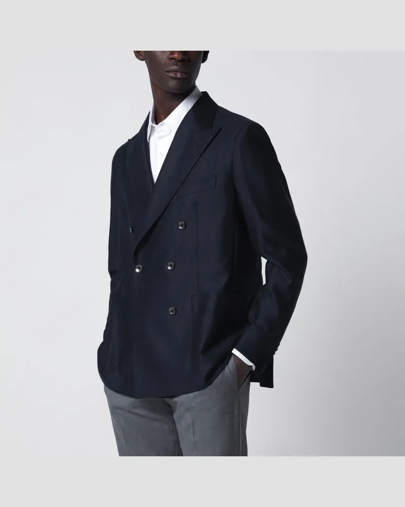 Tagliatore Blaue zweireihige Jacke aus Wolle Blue