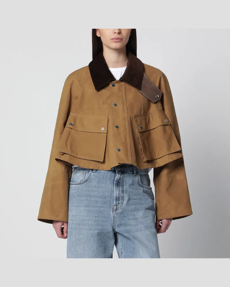 J.W.Anderson Kurze Jacke aus brauner gewachster Baumwolle Brown