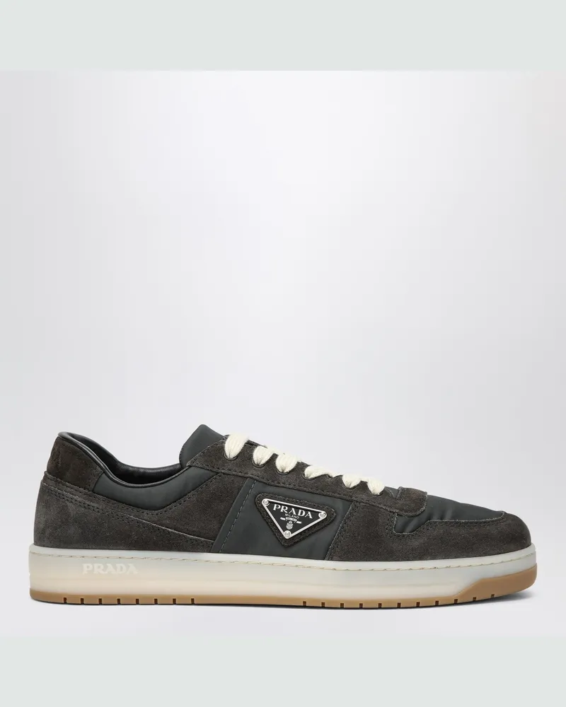 Prada Sneaker Downtown aus Re-Nylon und grauem Wildleder Brown