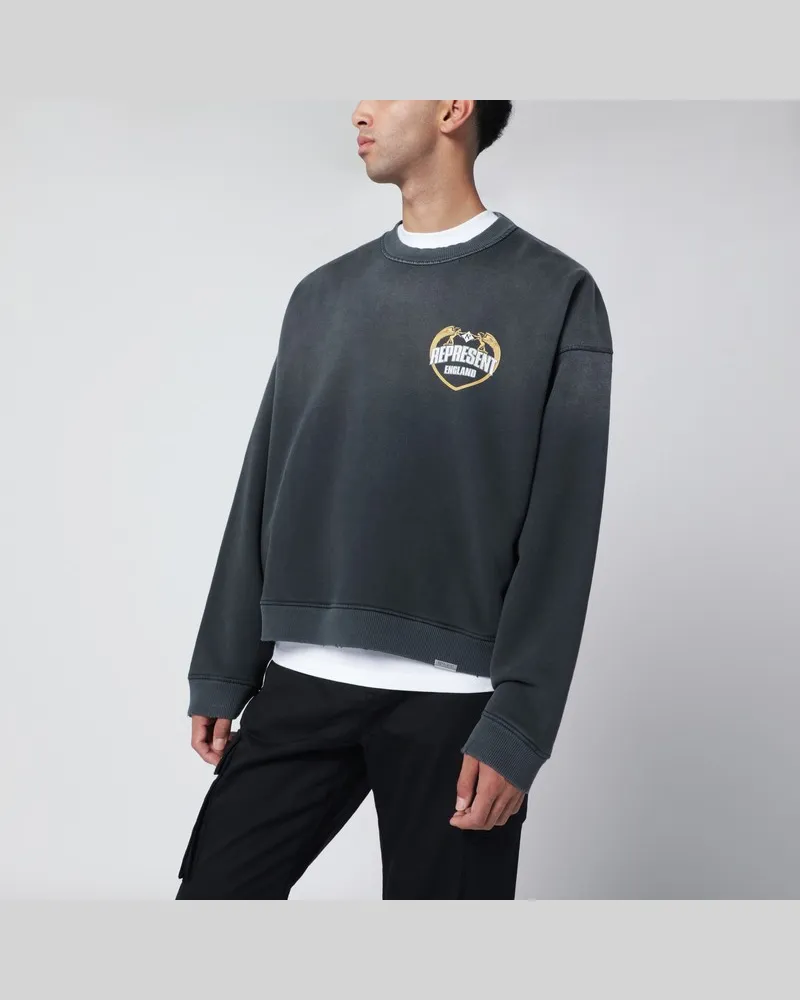 REPRESENT Schwarzes Sweatshirt mit Wascheffekt aus Baumwolle Schwarz