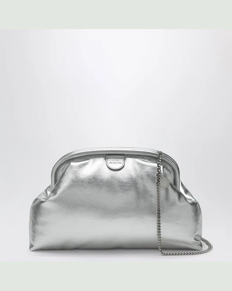 Stella McCartney Silberne metallische gepolsterte Falabella Clutch Metal