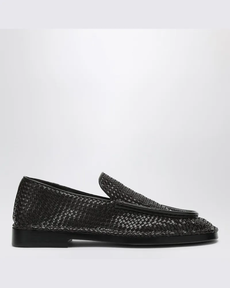Bottega Veneta Vater Mokassins in dunkelbrauner Farbe aus geflochtenem Leder Braun