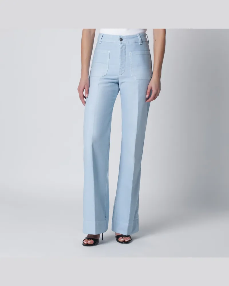Victoria Beckham Alina Hose aus Baumwolle in Himmelblau Light