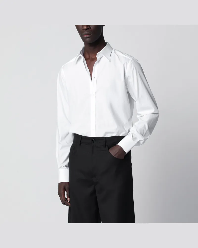 Dolce & Gabbana Weiße Martini-Hemd aus Baumwollpopeline White