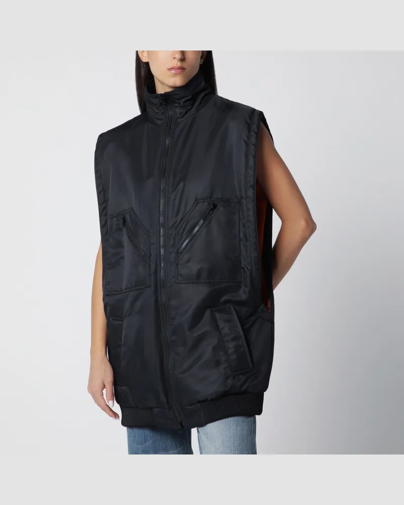 Maison Margiela Schwarze Nylonweste mit Reißverschluss Black