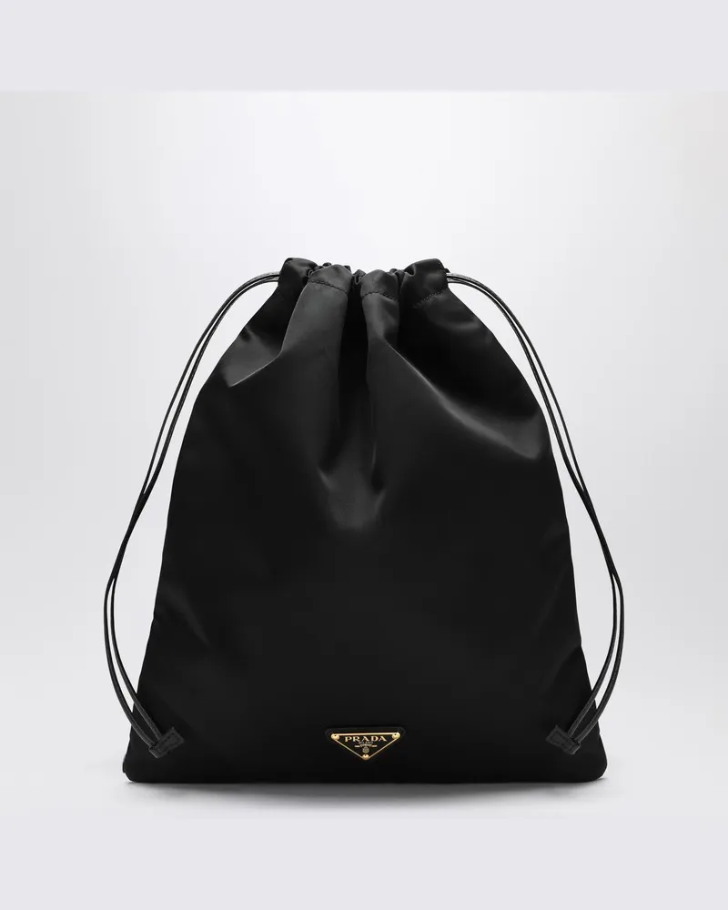 Prada Schwarze Tasche aus Re-Nylon mit Logo Schwarz