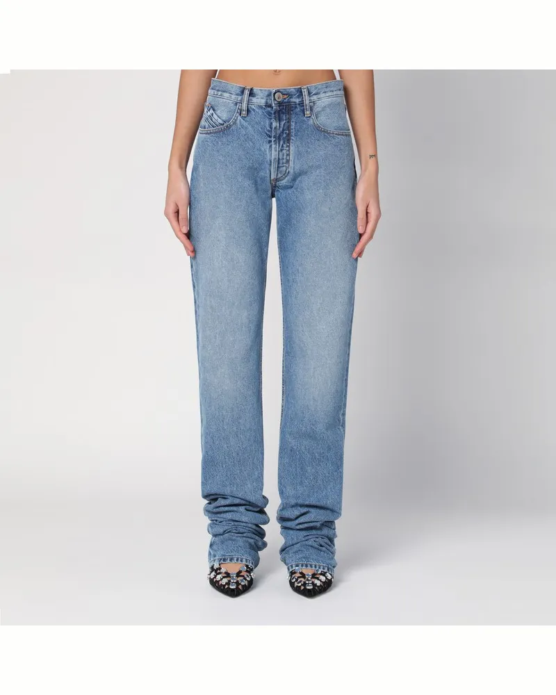 ATTICO Hellblaue Jeans mit langem, am Saum umgeschlagenem Bein Hellblau