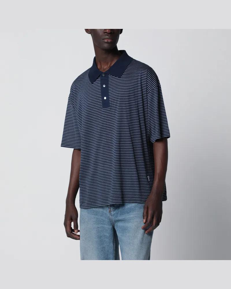 AMI Paris Blau/weiß gestreiftes Ami de Coeur Poloshirt von Black