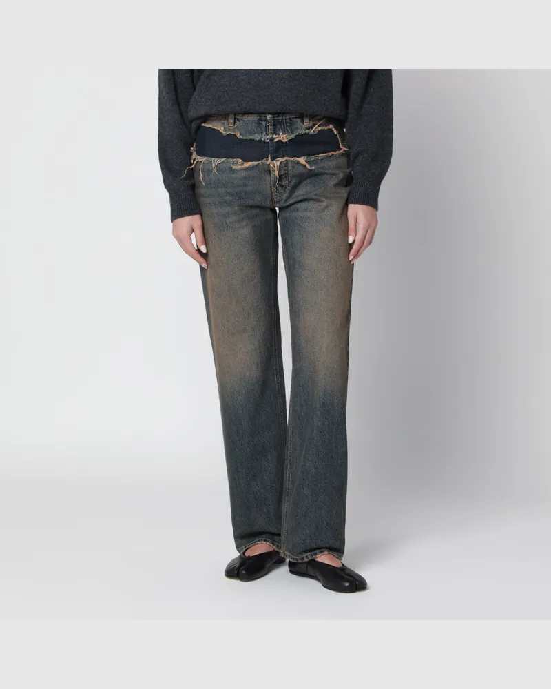 Maison Margiela Blue distressed straight-leg jeans in cotton Blue