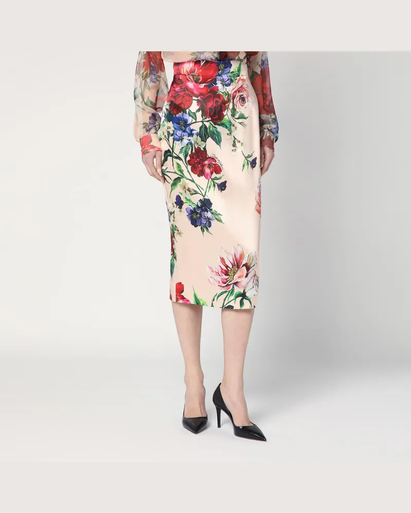Dolce & Gabbana Longuette-Rock mit Blumenmuster Mehrfarbig