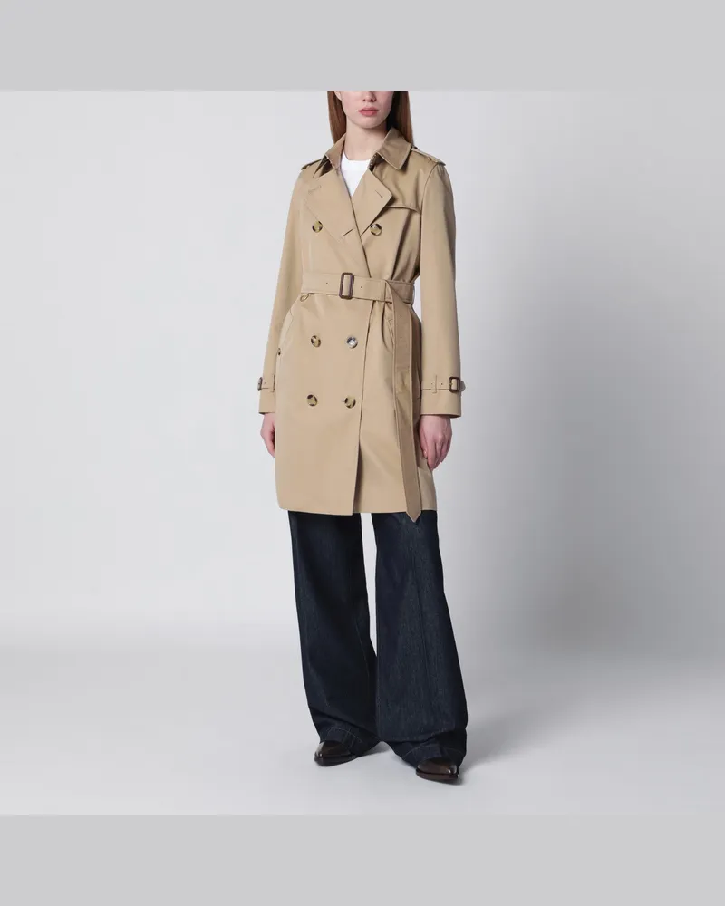 Burberry Beiger zweireihiger Kensington Trenchcoat aus Baumwolle Beige