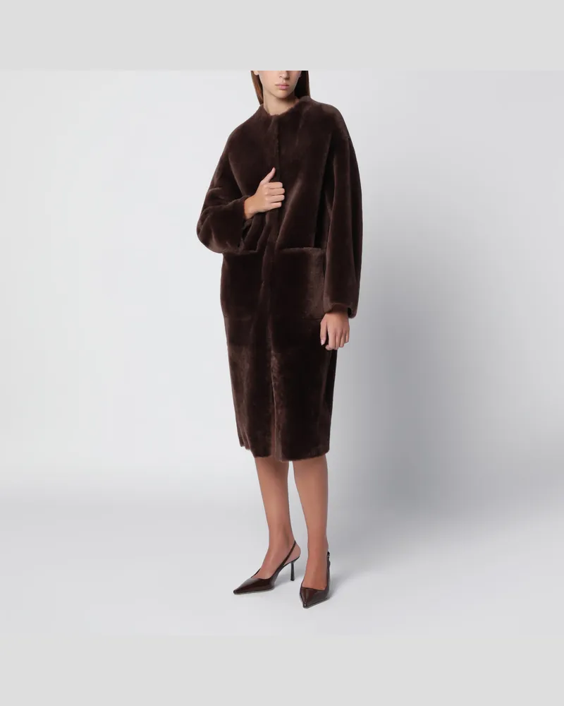 BLANCHA Wendemantel aus Shearling in Eichenbraun Brown