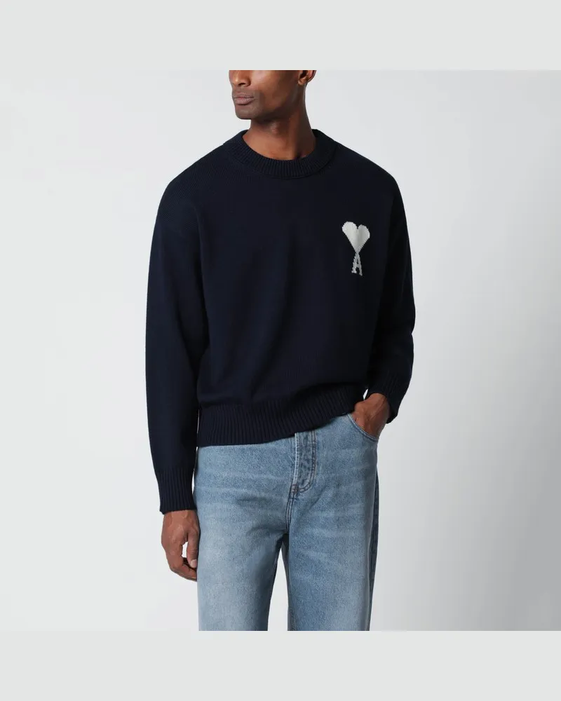 AMI Paris Ami De Coeur Pullover in Tintenfarbe Blau