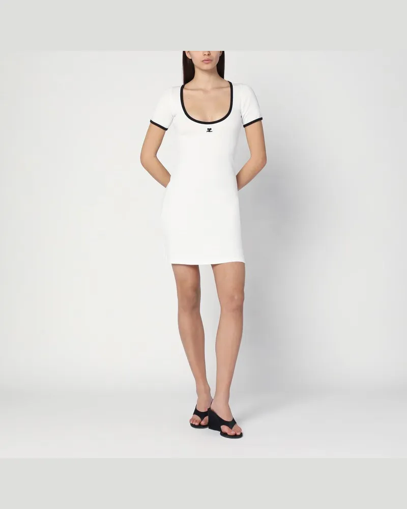 Courrèges Schwarz/weißes Minikleid aus Baumwolle Weiß