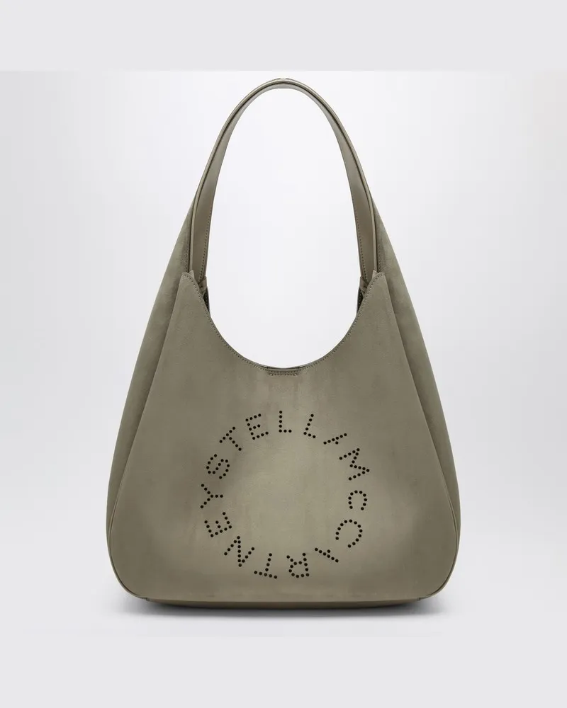 Stella McCartney Große khakifarbene Hobo-Tasche mit Logo Grün