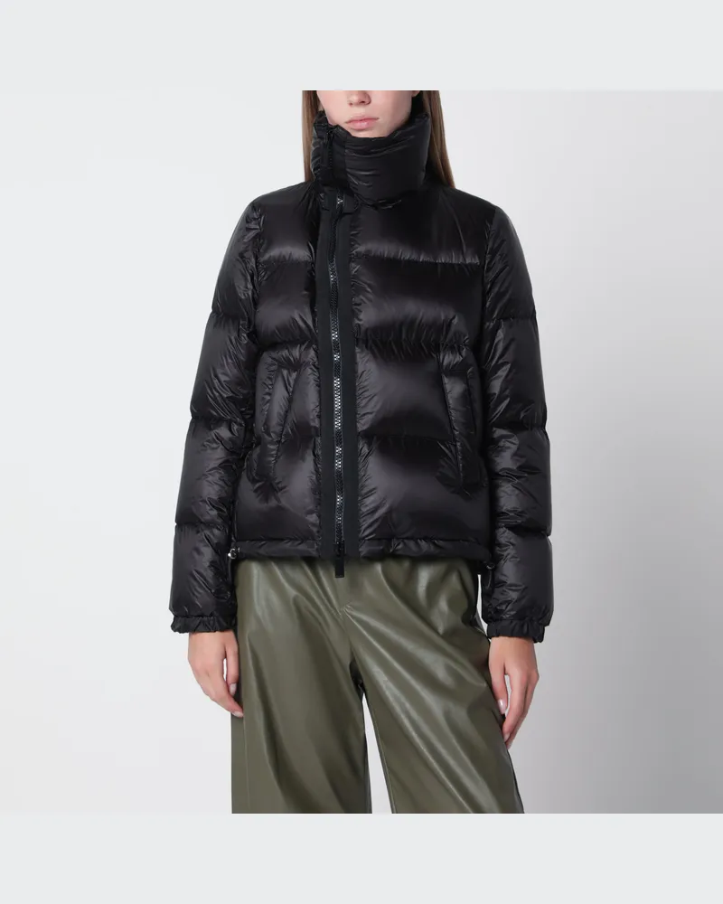 Sacai Schwarze Daunenjacke mit asymmetrischem Reißverschluss Black