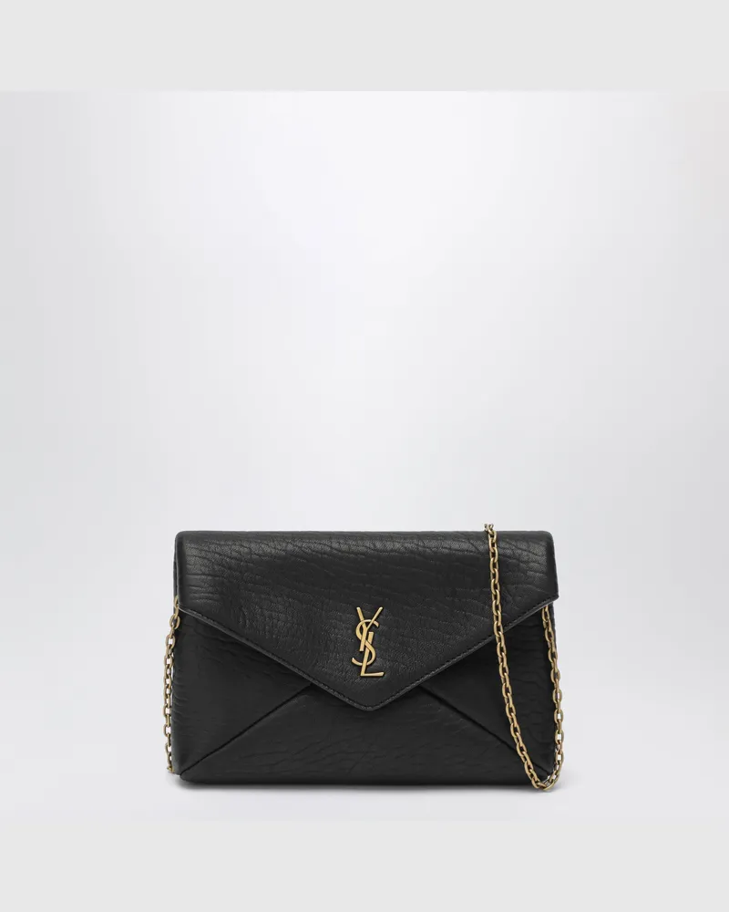 Saint Laurent Schwarze Cassandre Ketten-Pochette aus Lammleder Black