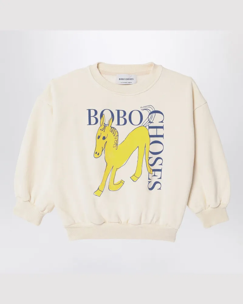 BOBO CHOSES Elfenbeinfarbenes Sweatshirt Wonder Horse White