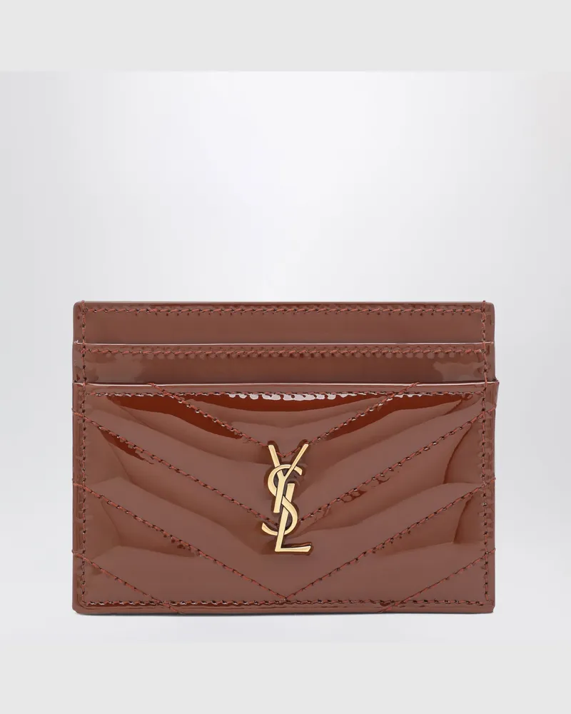 Saint Laurent Cassandre Kartenetui aus braunem Lackleder Brown