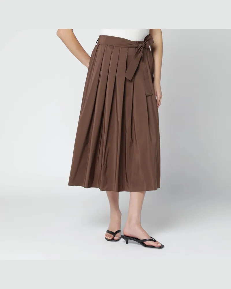 Max Mara Schokoladenfarbener Taffeta-Midirock Blau