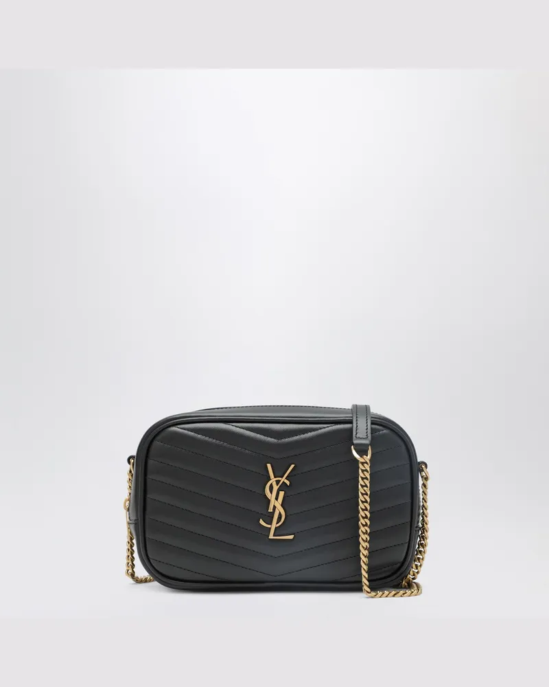 Saint Laurent Lou Mini-Tasche aus schwarzem gestepptem Leder Black