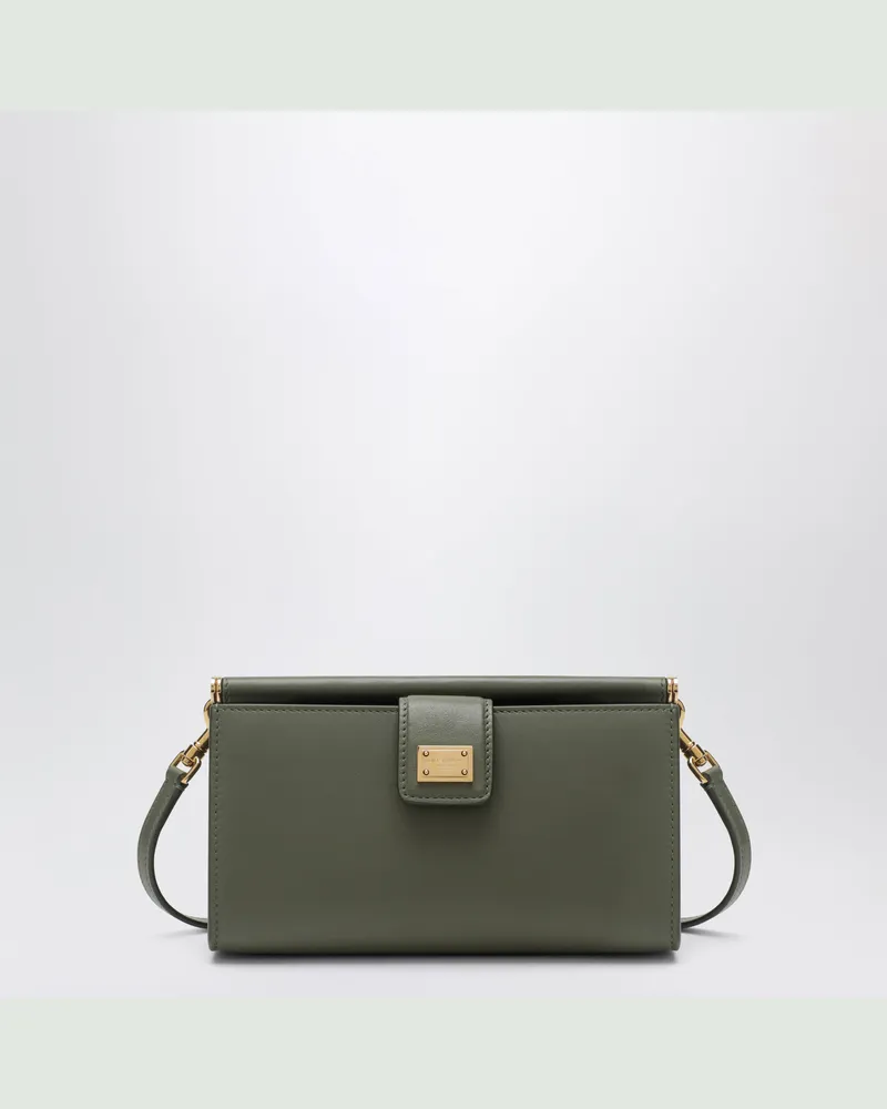 Dolce & Gabbana Handytasche aus plongiertem Kalbsleder in Militärgrün Green