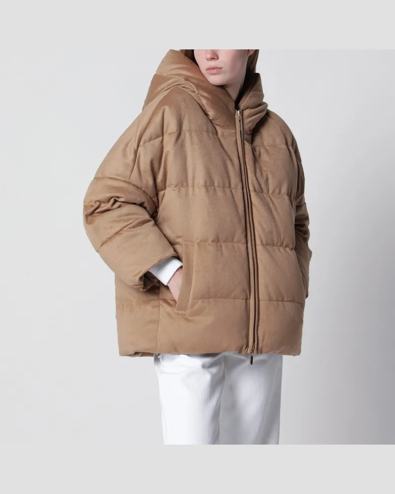 Max Mara Wendbare Daunenjacke mit Reißverschluss in Camel Beige