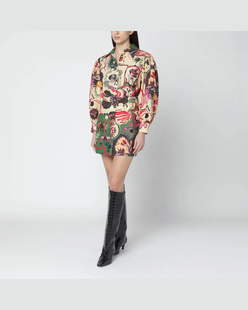 FARM Rio Kurzes buntes Kleid mit passendem Gürtel Multicolor