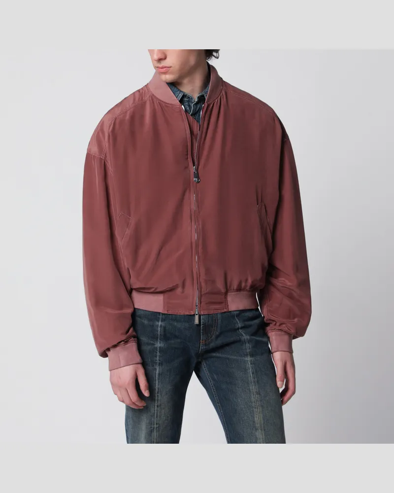 Versace Bomberjacke aus Seide in Aubergine Purple