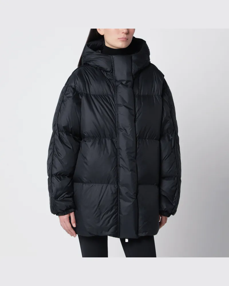 Herno Schwarze kurze Herno Daunenjacke aus Nylon mit Kapuze Black