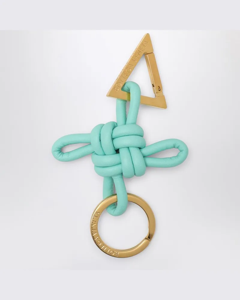 Bottega Veneta Aquagrüner Schlüsselanhänger Double Knot Triangle Square Grün