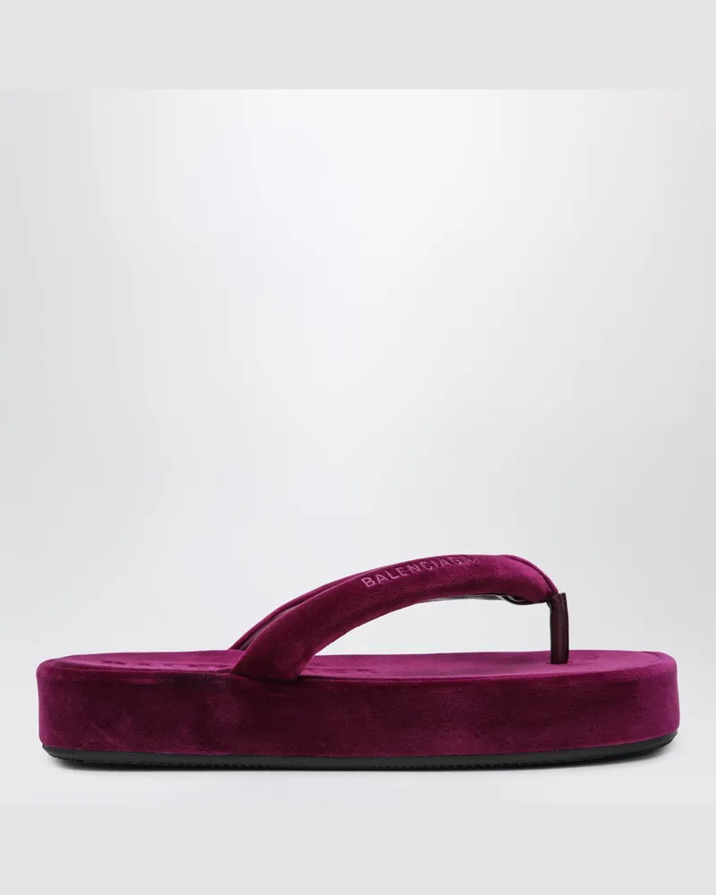 Balenciaga Jet Lag Zehentrenner aus Stretchsamt in Lila Purple