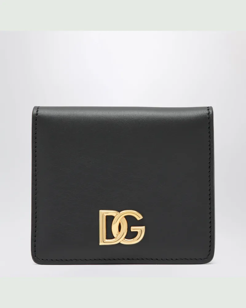 Dolce & Gabbana Schwarze Geldbörse aus Leder mit DG-Logo Black