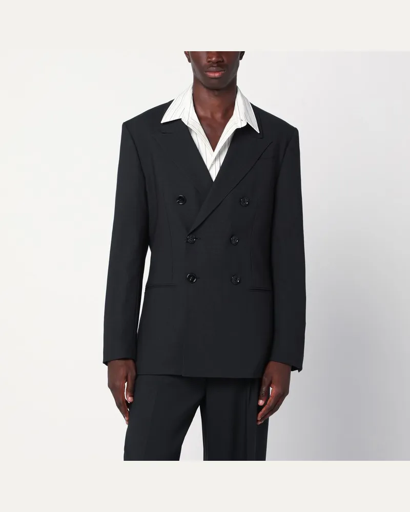 AMI Paris Anthrazitgraue zweireihige Wolljacke Grau