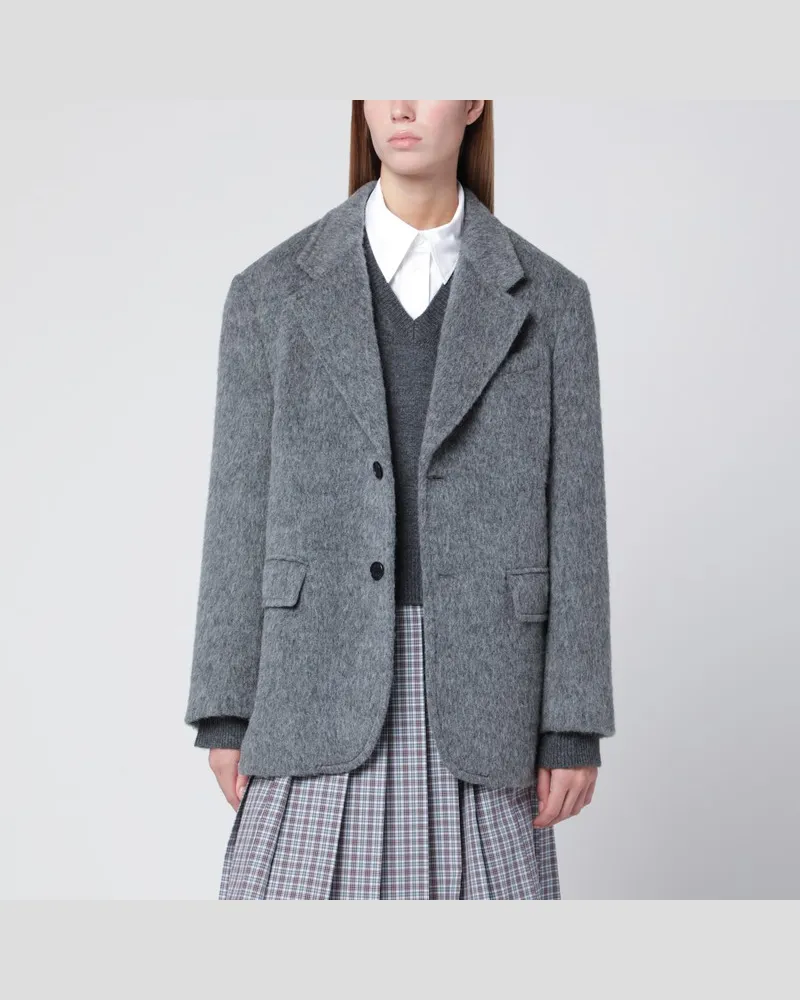 Dunst Grau melierte Jacke aus Wollmischung Grau