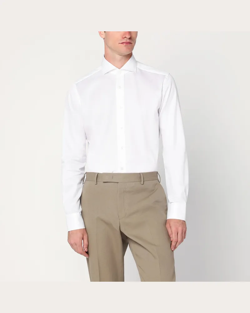 XACUS Weißes Travel-Hemd aus Baumwolle 