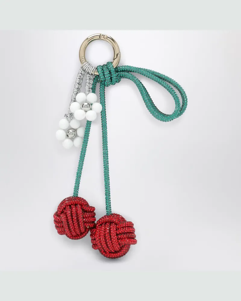 HIBOURAMA Kirsch-Anhänger mit roten/grünen Kristallen 