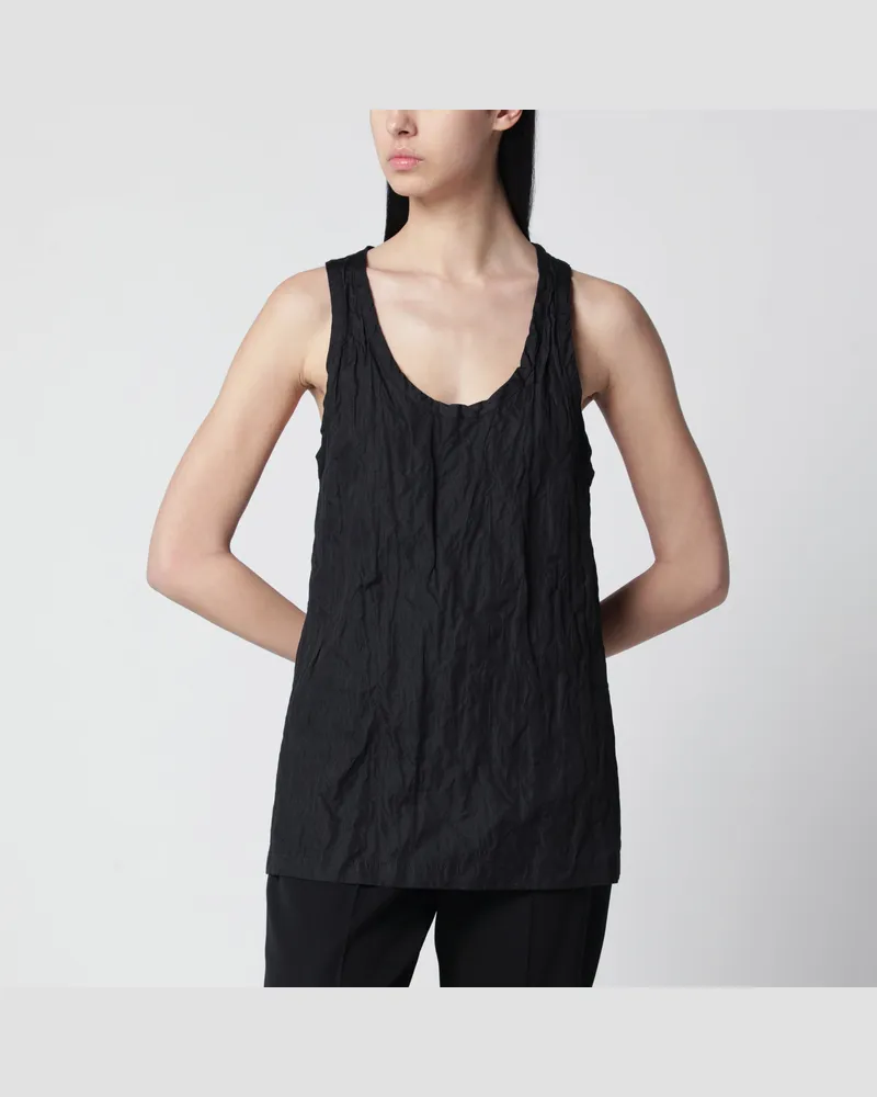 Totême Schwarzes Tanktop aus gekräuselter Baumwolle Black