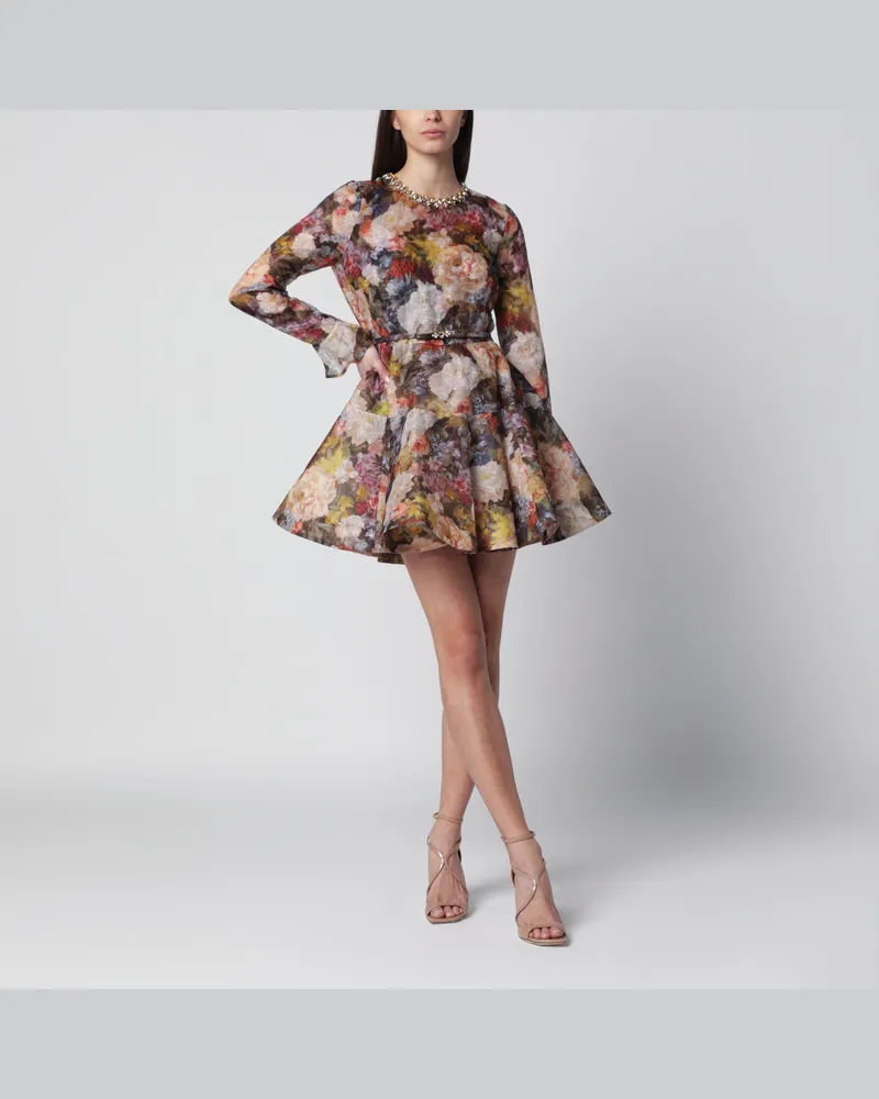 Zimmermann Alchemy Minikleid mit Schößchen und floralem Print Multicolor