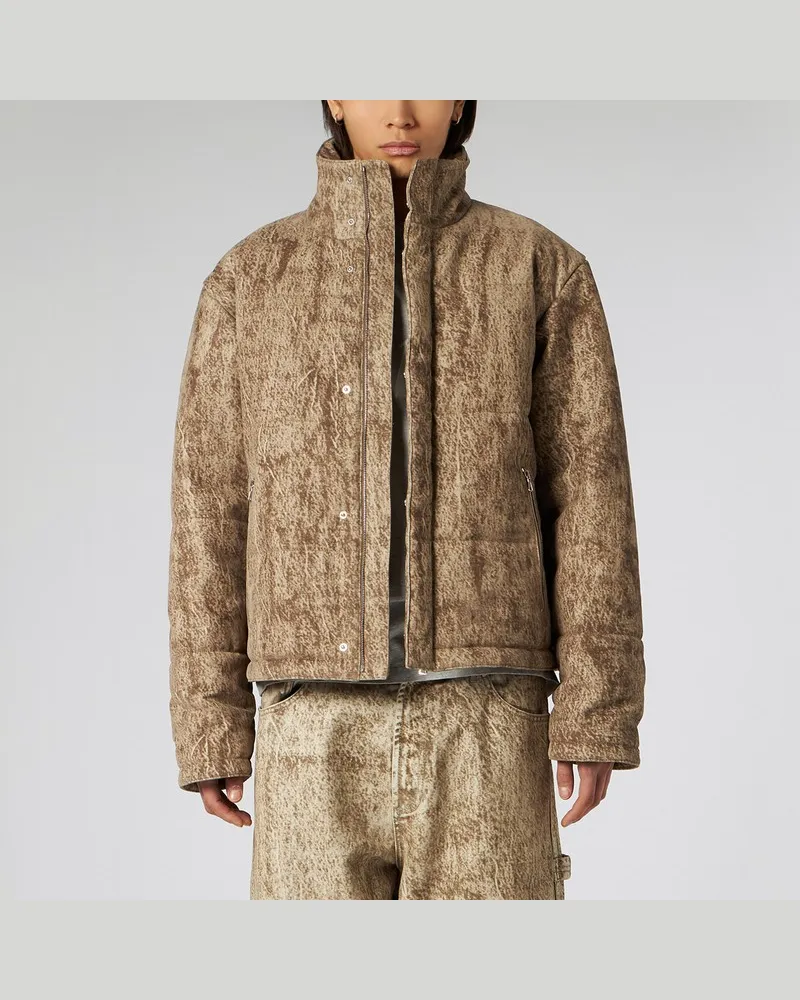 1989 STUDIO 1989er Daunenjacke aus bedrucktem Camouflage-Denim Beige