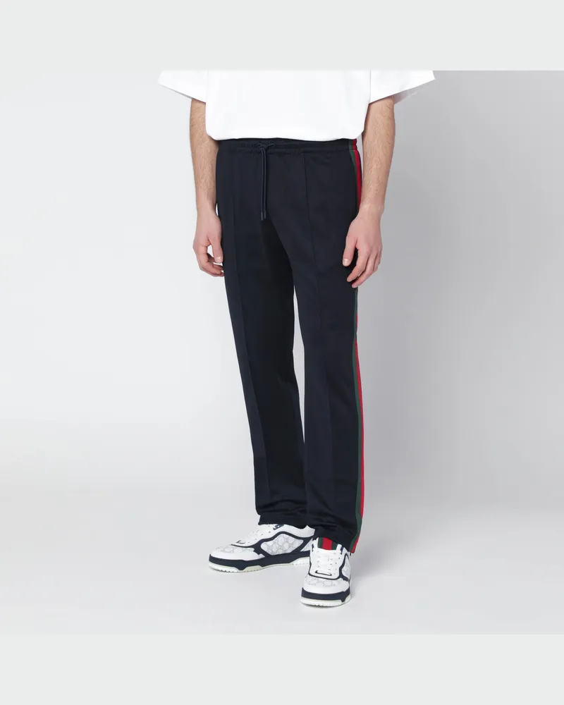 Gucci Dunkelblaue Sporthose aus technischem Jersey Blue