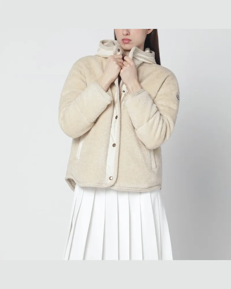 Moncler Kurze Steppjacke Ciboule aus Teddy-Fleece Beige