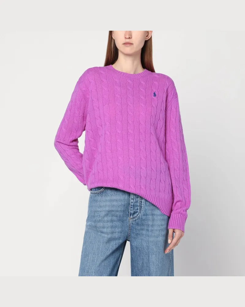 Ralph Lauren Lila Zopfpullover aus Wolle und Kaschmir Violett