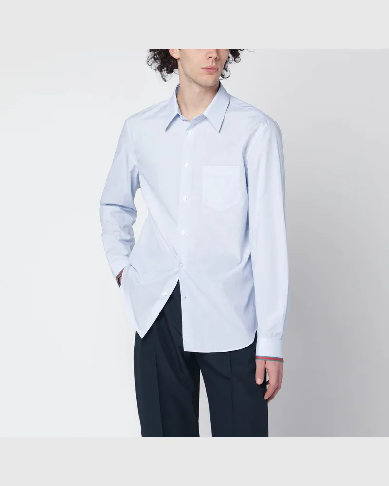 Gucci Hellblau gestreiftes Hemd mit Web-Detail Light