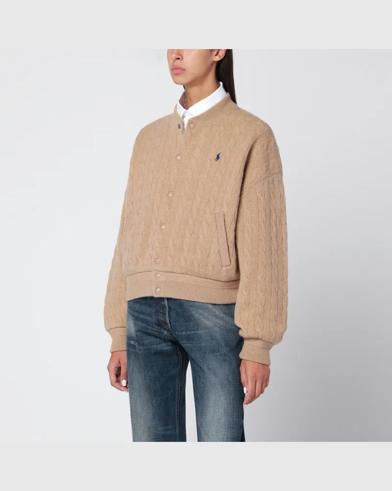 Ralph Lauren Beige Bomberjacke aus Wolle und Kaschmir Relaxed Fit Rosa