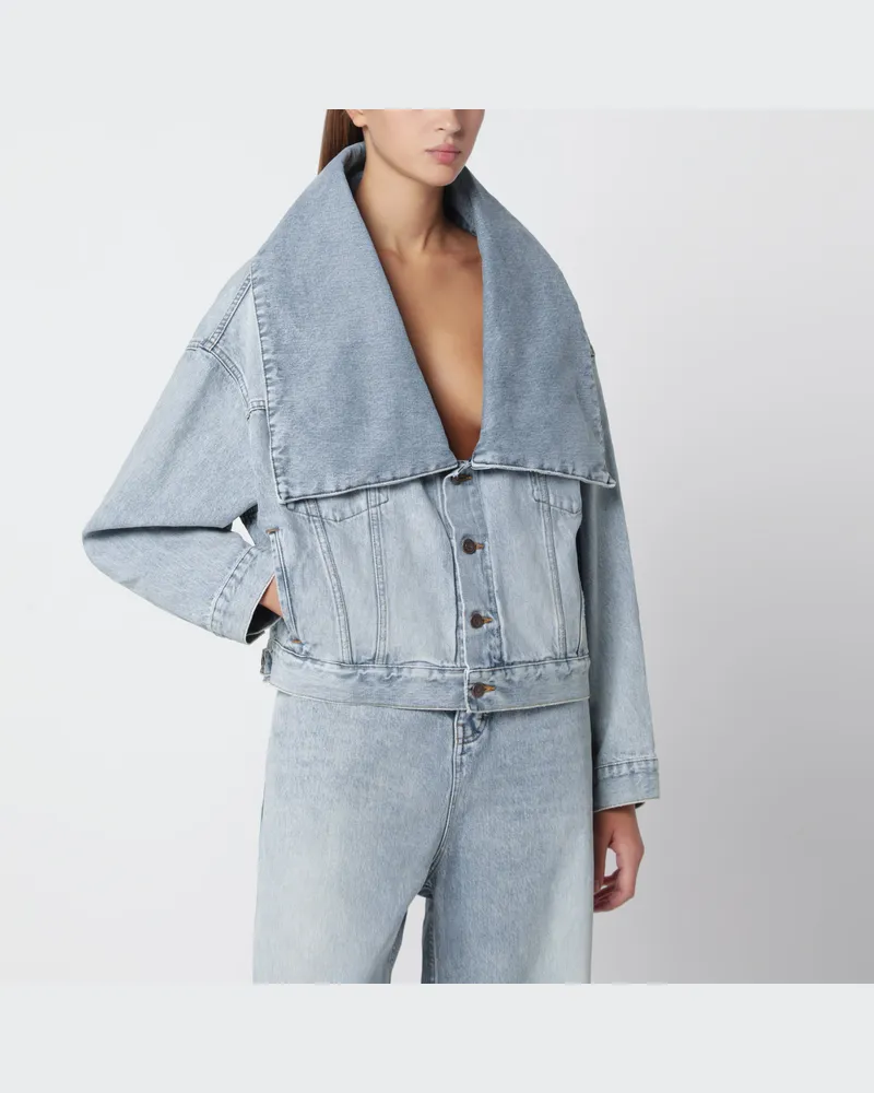 Balenciaga Hellblaue Denimjacke mit weitem Ausschnitt Light