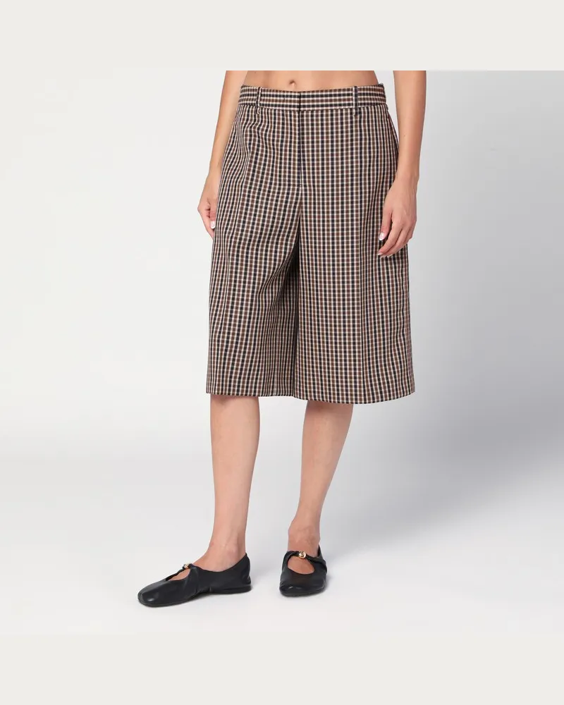 Jil Sander Karierte Wollbermuda in Braun Braun